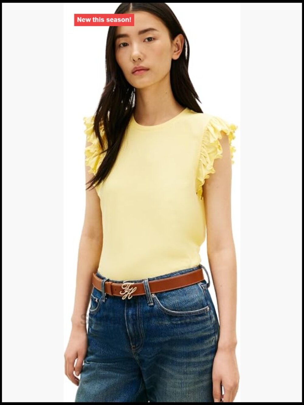 Women's Sleeveless Cotton Flutter Sleeve Crew Neck T-Shirt